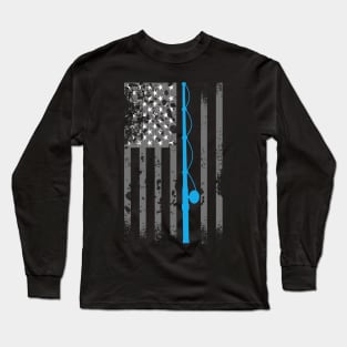 American Flag Fishing Shirt Vintage Fishing Gift Long Sleeve T-Shirt